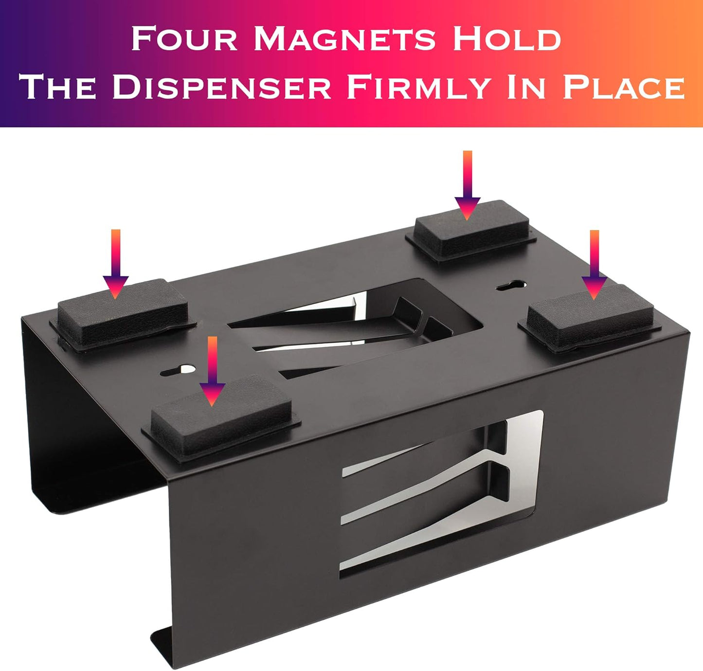 EHOMEA2Z Magnetic Glove Holder,Glove Box Holder,Glove Dispenser,Durable Coated Steel,Space Saving Design for Work,Shop, Garage,Medical Office,Laundry Room,Kitchen,Hospital,Fridge,Wall Mount (Black)