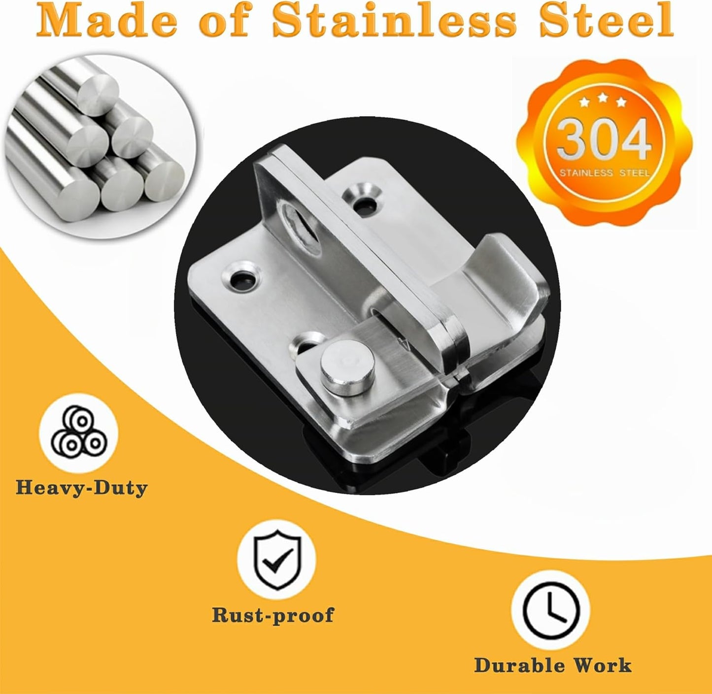 Alise Flip Latch,Gate Latches Safety Door Lock Catch for Barn Cabinet Pet Cage Wood Fence Bathroom Garage Window,SUS304 Stainless Steel Gate Hardware Locks,Brushed Nickel MS3006R-304-LS