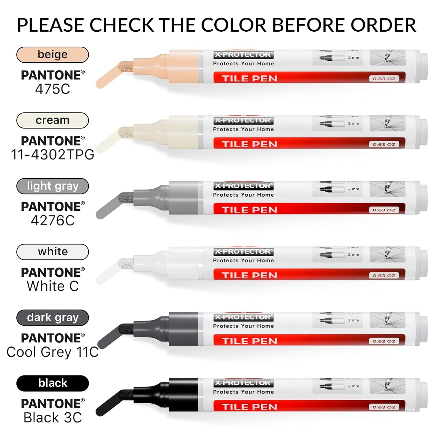 X-Protector Water Based Grout Marker - 2 PCS with 8 Tips, Cream