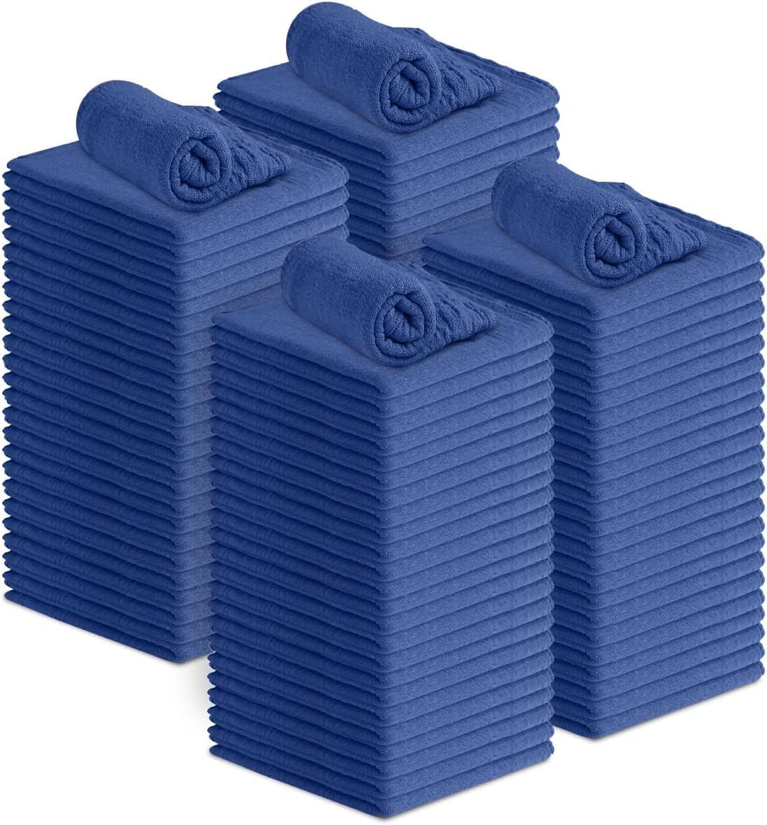 Avalon Towels Cotton Shop Rags – (Pack of 100) Size 12x14 Inches Cleaning Rags – Absorbent Shop Towels and Multipurpose Cleaning Towels for Automobiles, Industries, Garage and Homes (Blue)