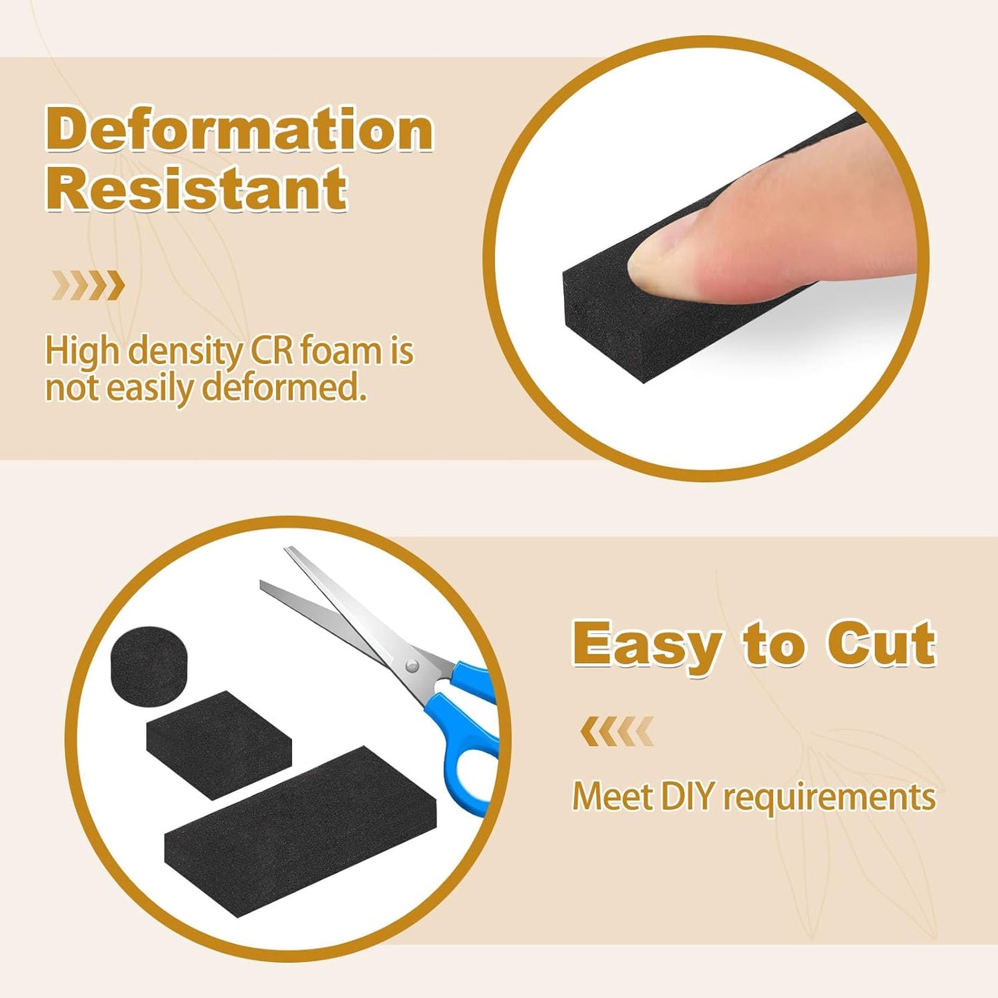 Weather Stripping Door Seal Strips 1/2 in x 1/4 in, Strong Adhesive Foam Insulation Tapes, Soundproof Weatherstrips for Windows Sliding Doors, 2 Rolls Total 52Ft