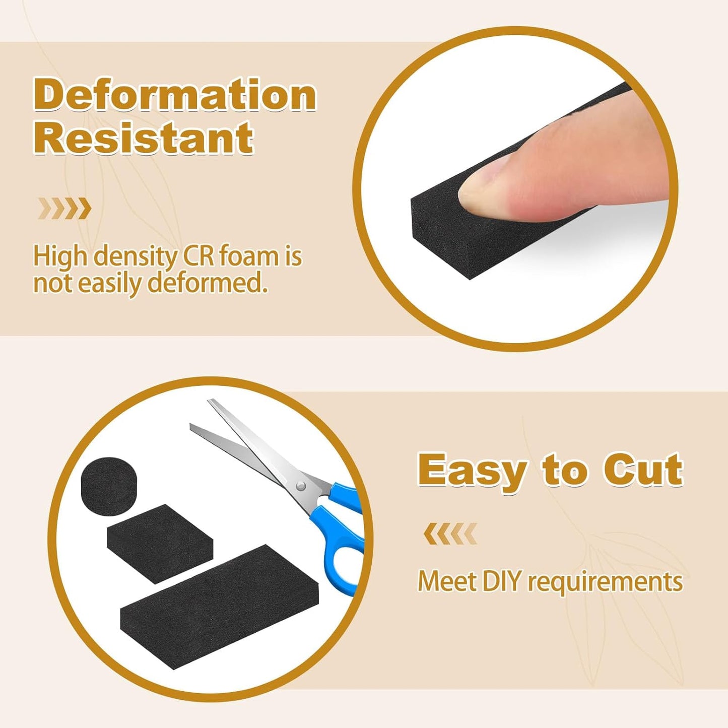Weather Stripping 1/2 in x 1/4 in, High Density Foam Insulation Tapes, Weatherproof Seal Strips, Soundproof Weatherstrip for Door Window, 2 Rolls Total 26Ft