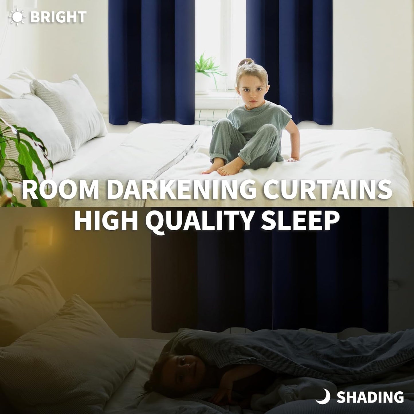 BGment Small Blackout Curtains 30 Inches Length 2 Panels for Kitchen Cafe - Navy Blue Half Window Drapes with Rod Pocket Privacy for Front Door Bathroom, 29 x 30 Inch