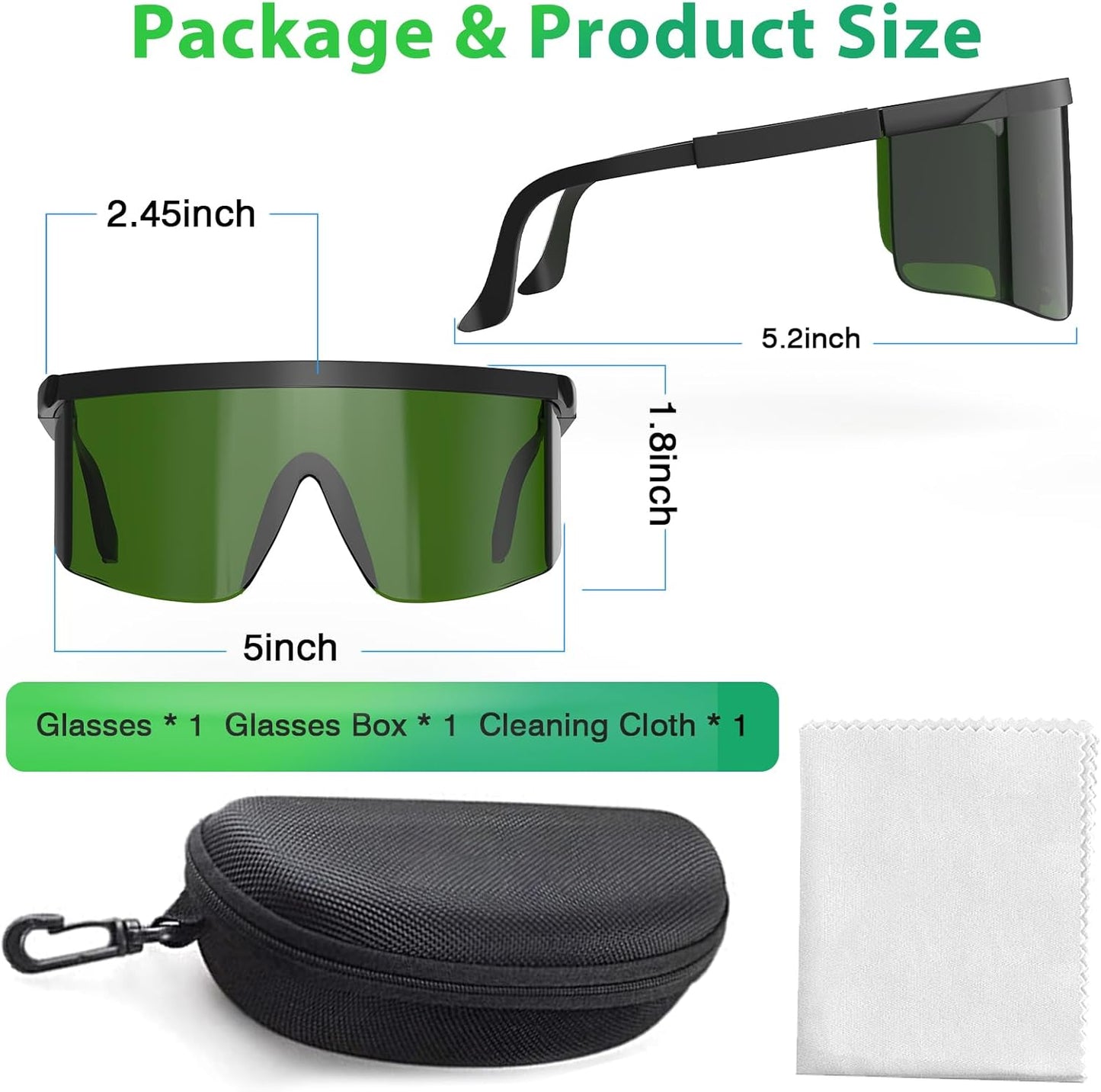Laser Protection Glasses,IPL 200-2000nm Laser Eye Safety Goggles,with Case & Cleaning Cloth,for UV Blocking,Laser Hair Removal Treatment,Laser Cosmetology Operators and Work Eye Protection