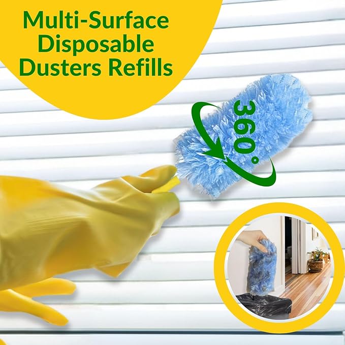 Duster Refills,Static Dust Removal Brush Disposable Replacement Head Compatible with Swiffer Duster Refills for Electronics, Furniture, Blinds, Ceiling Fans (Blue, 30 Refills+1 Handle)