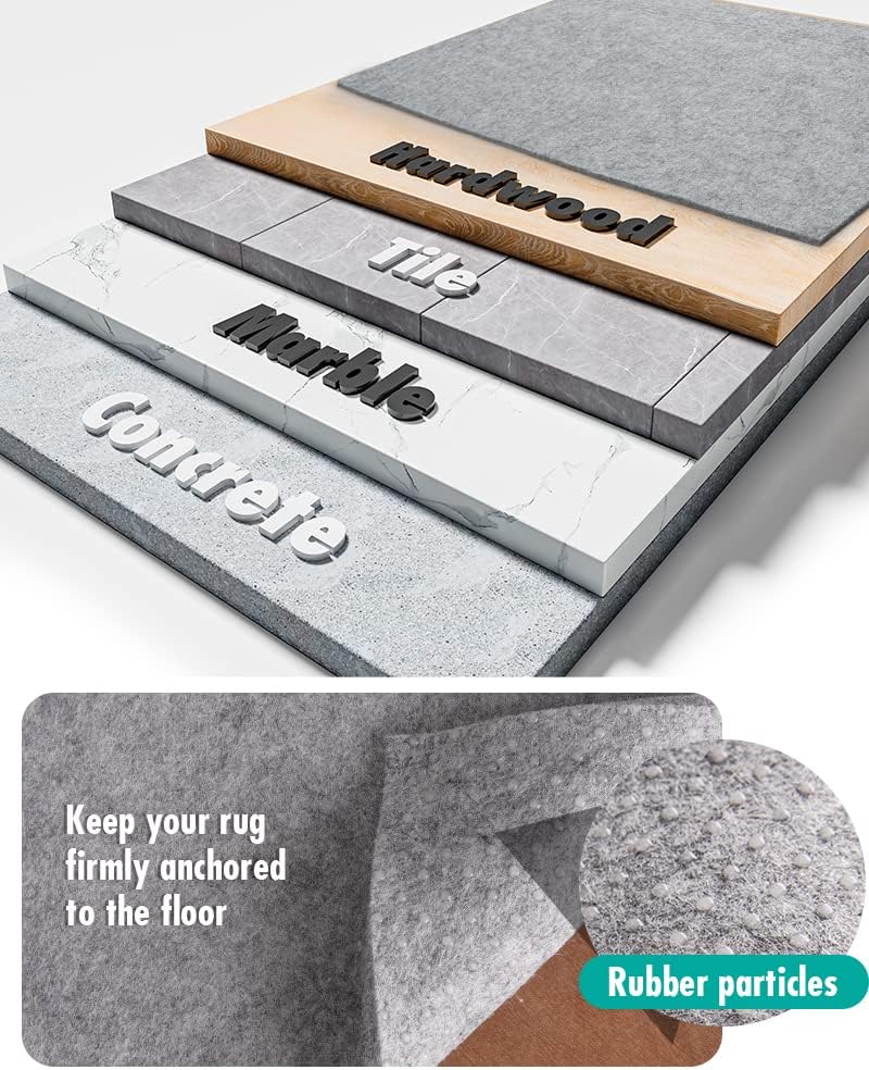 Non Slip Rug Pad Gripper - 10x10 Feet 1/4" Extra Thick Felt Under Rug for Area Rugs and Hardwood Floors, Super Cushioned Non Skid Carpet Padding