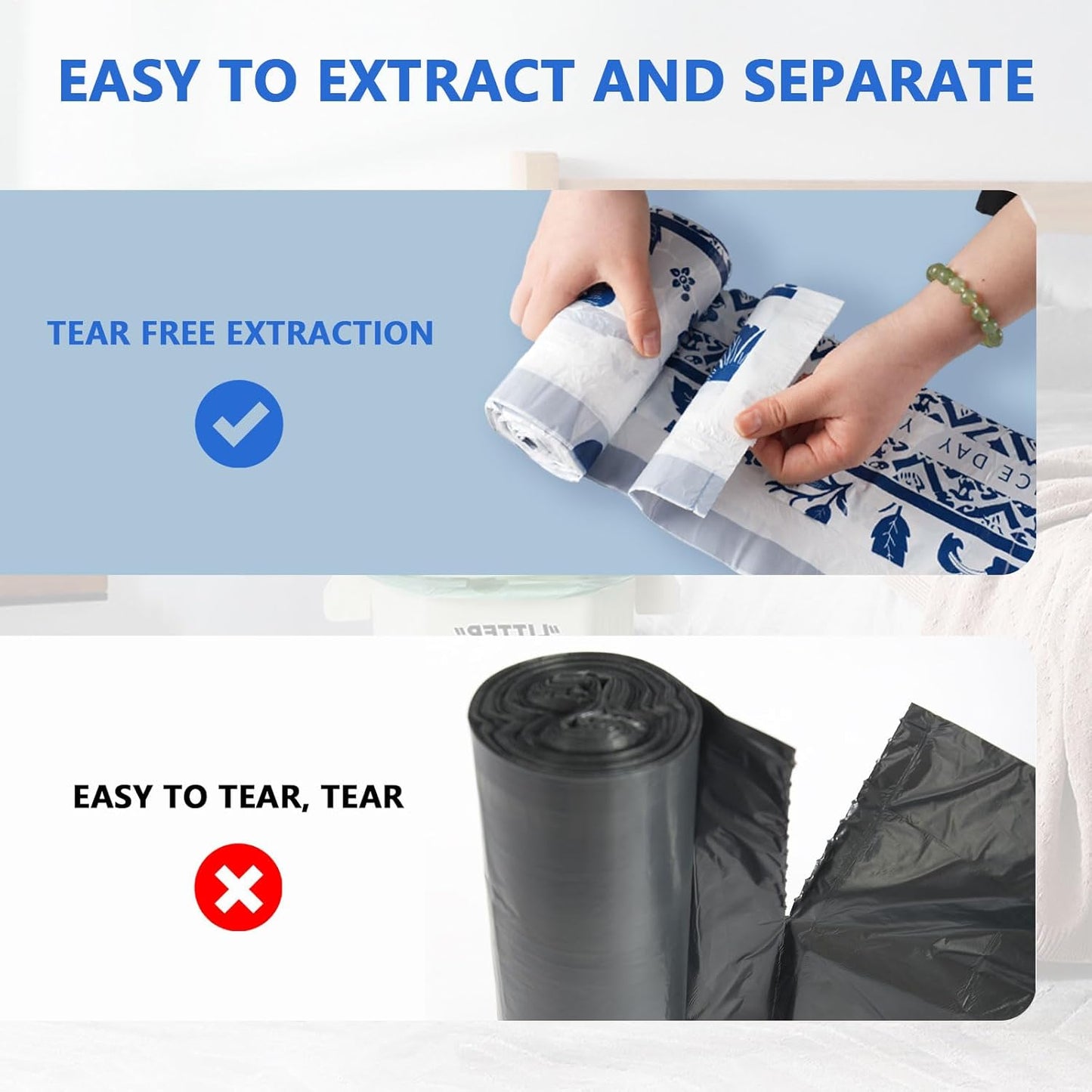 VOK 8 Gallon Trash Bags Drawstring, Printed Medium Garbage Bags with Secure Tie, Leakproof & Thick Tear-Resistant Design for Kitchen/Bathroom, Decorative Odor-Control Trash Bags,116 Counts