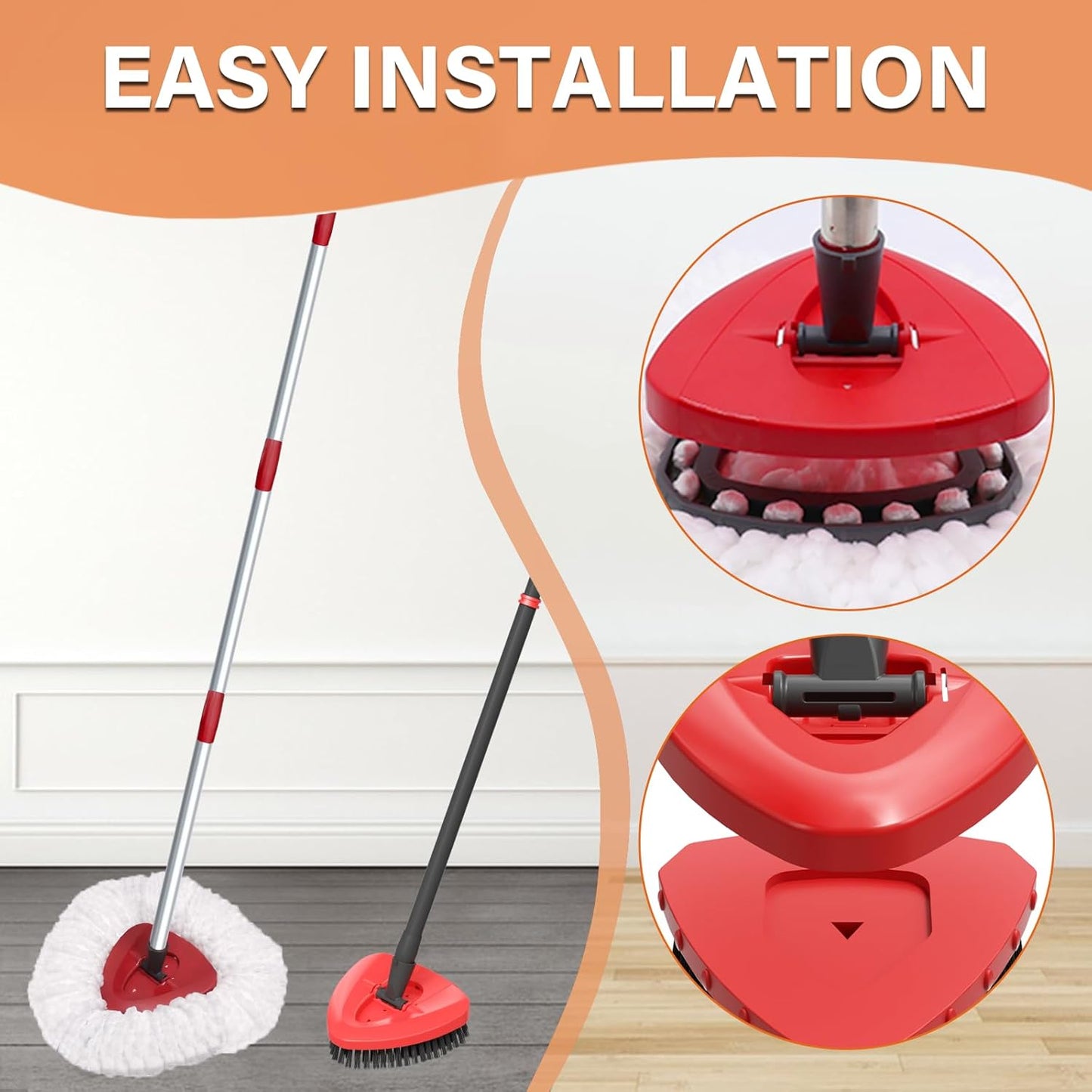 5 Pack Spin Mop Head Replacement for O Cedar EasyWring 1-Tank System,Include 4 Mop Replace Heads + 1 Upgrade Scrubber Brush, 100% Microfiber Mop Refills Deep Cleaning Machine Washable