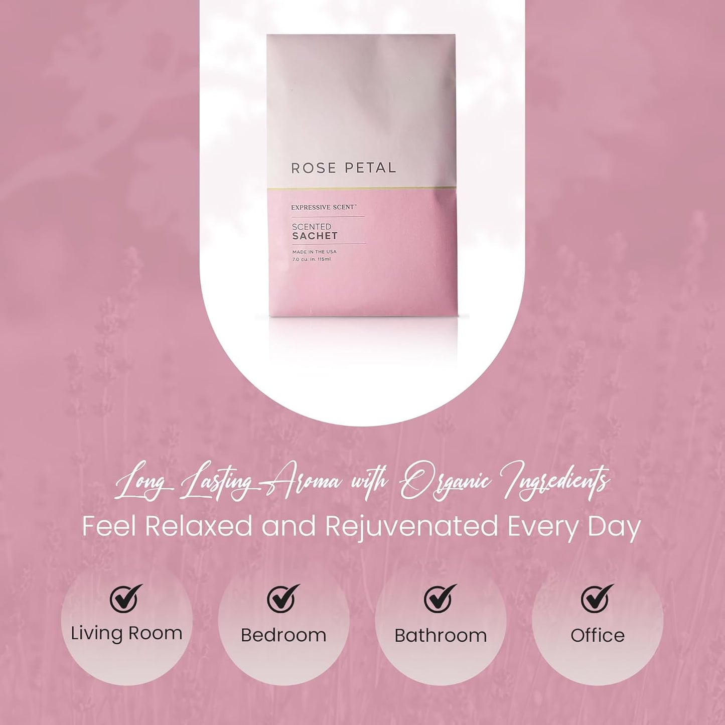 Expressive Scented Fresh Scent Pouches – Perfect Rose Petal Air Freshener – Home Fragrance & Closet Deodorizer for Drawers, Closets, Cars and Bathrooms – Long-Lasting Fresh Scent Sachets (6-Pack)