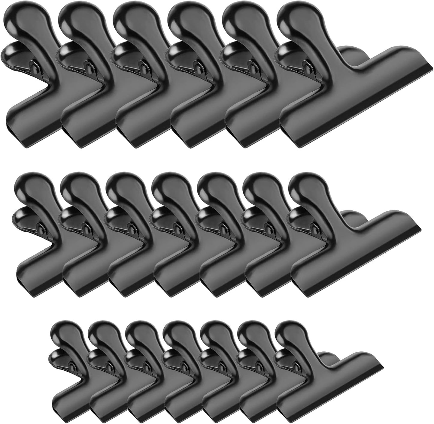 20 Pack 3 Inch Wide Stainless Steel Chip Clips Heavy Duty Food Bag Clamp, All-Purpose Air Tight Grip Clips for Kitchen Office to Seal Coffee Bags, Paper Sheets