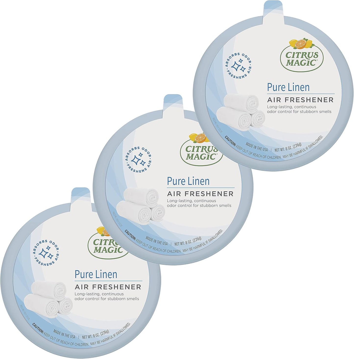 Citrus Magic Odor Absorbing Solid Air Freshener, Pure Linen, 8-Ounce, Pack of 3