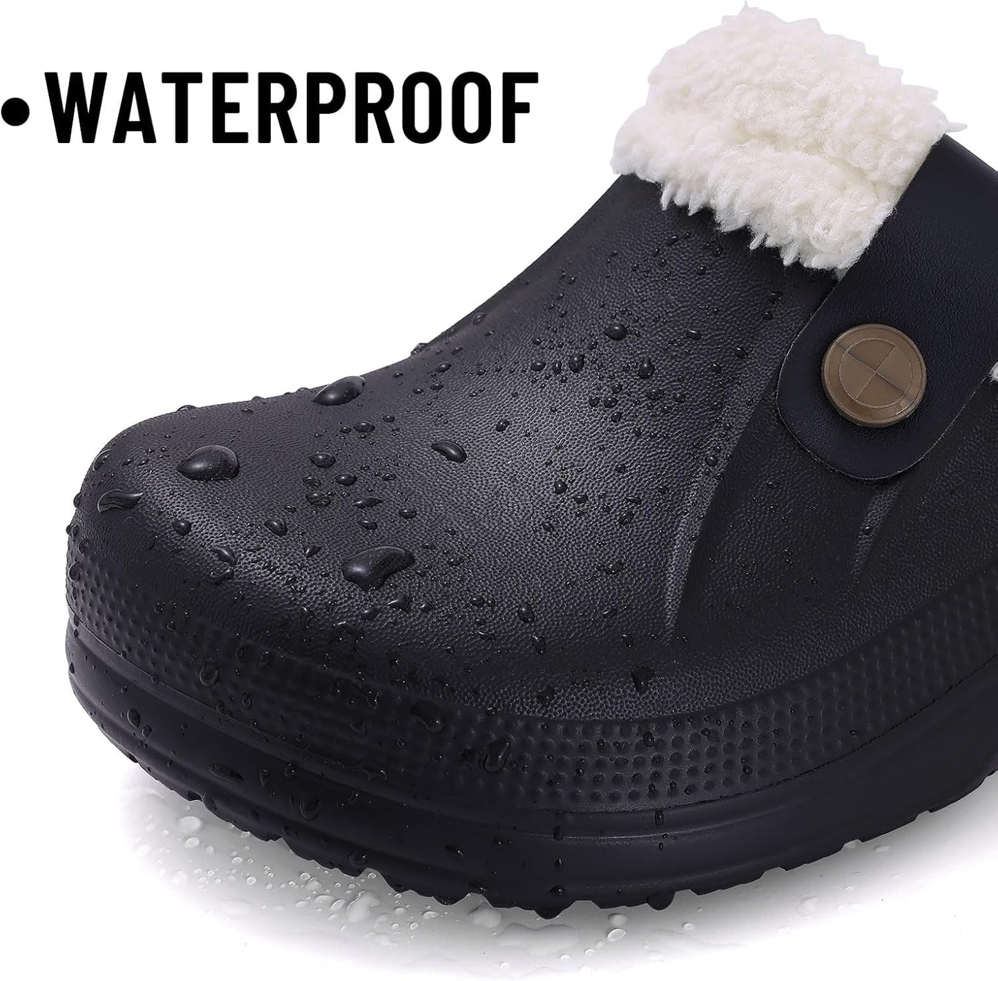 Beslip Classic Fur Lined Clogs Waterproof Winter Fuzzy Slippers for Women Men Indoor and Outdoor