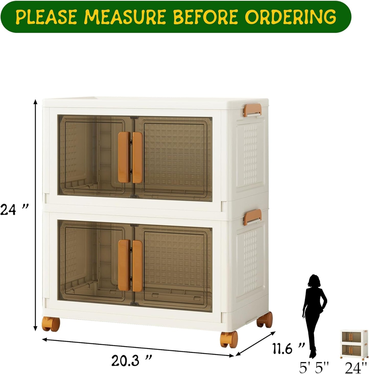 2 Tier Stackable Plastic Storage Bins with 1 Lid 45 QT/Tier, Collapsible Plastic Box Storage Bin with Wheels, Home Containers Boxes Closet Organizers for Living Room, Office, Dorm