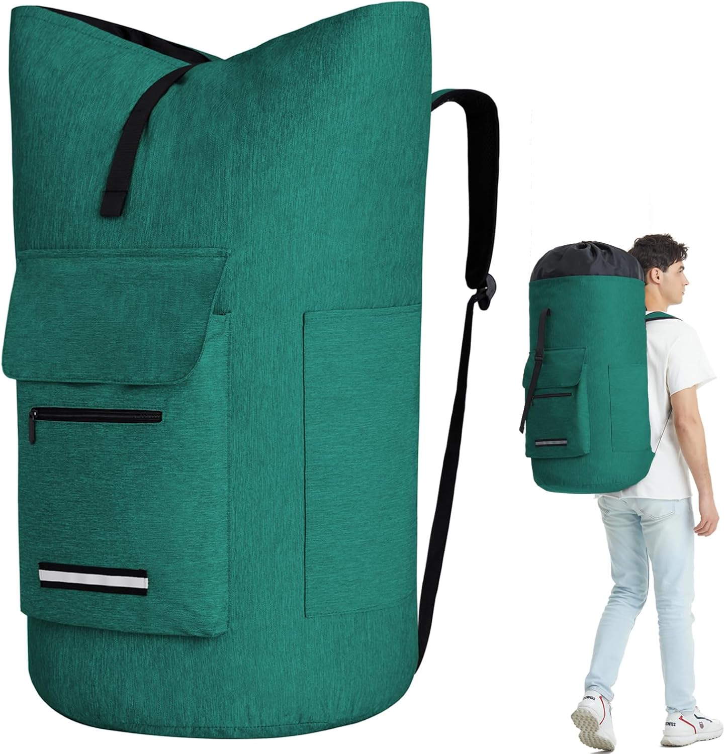 Laundry Backpack with Shoulder Straps，Laundry Bag Extra Large 115L，Laundry Backpack Heavy Duty with 4 Pockets, College Laundry Bags for Dorm Room， Sturdy Clothes Hamper Bags，Laundry Hamper Bag XXL