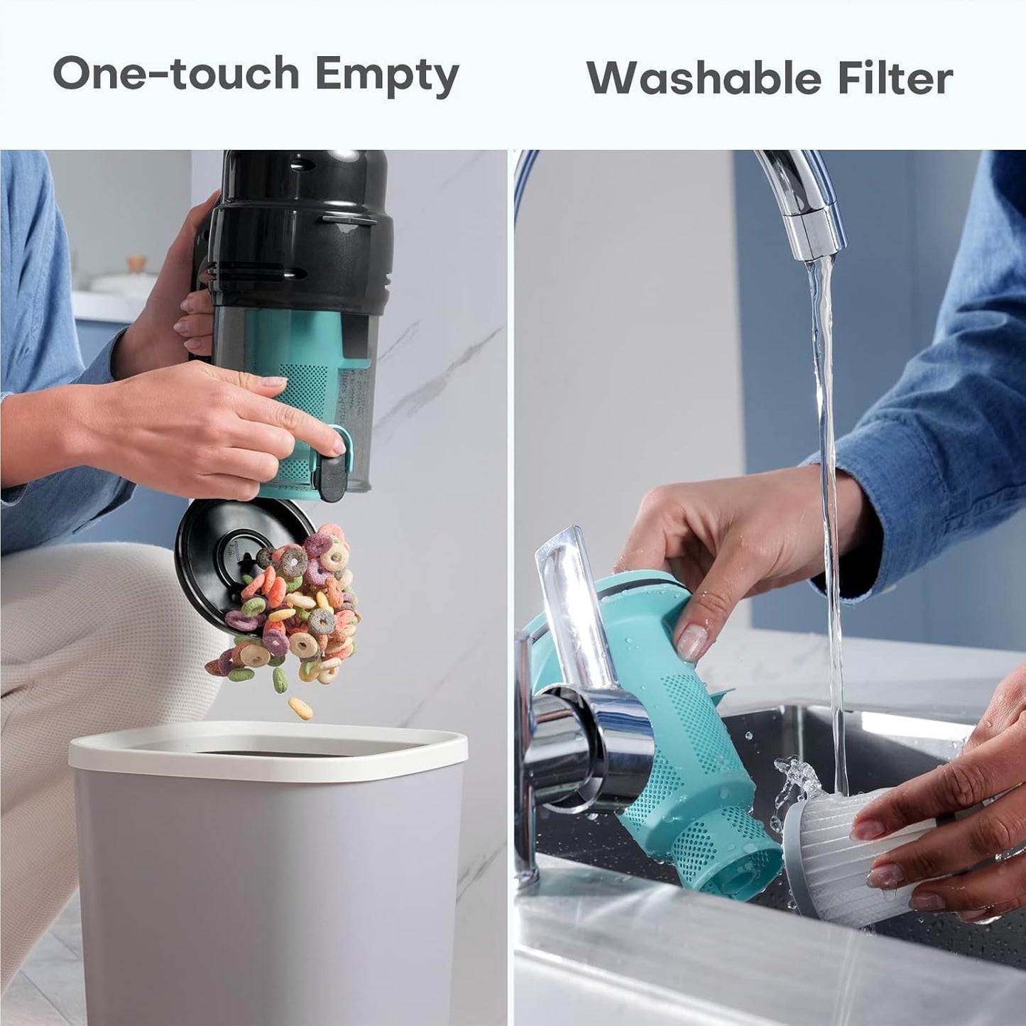 Ofuzzi H9 Pro Handheld Vacuum Cleaner, Extra-Long Crevice Tool, 40AW/13kPa Surging Suction, LED- Display&Light, Up to 30 Mins Runtime, Portable Vacuum for Home Cleaning, Black