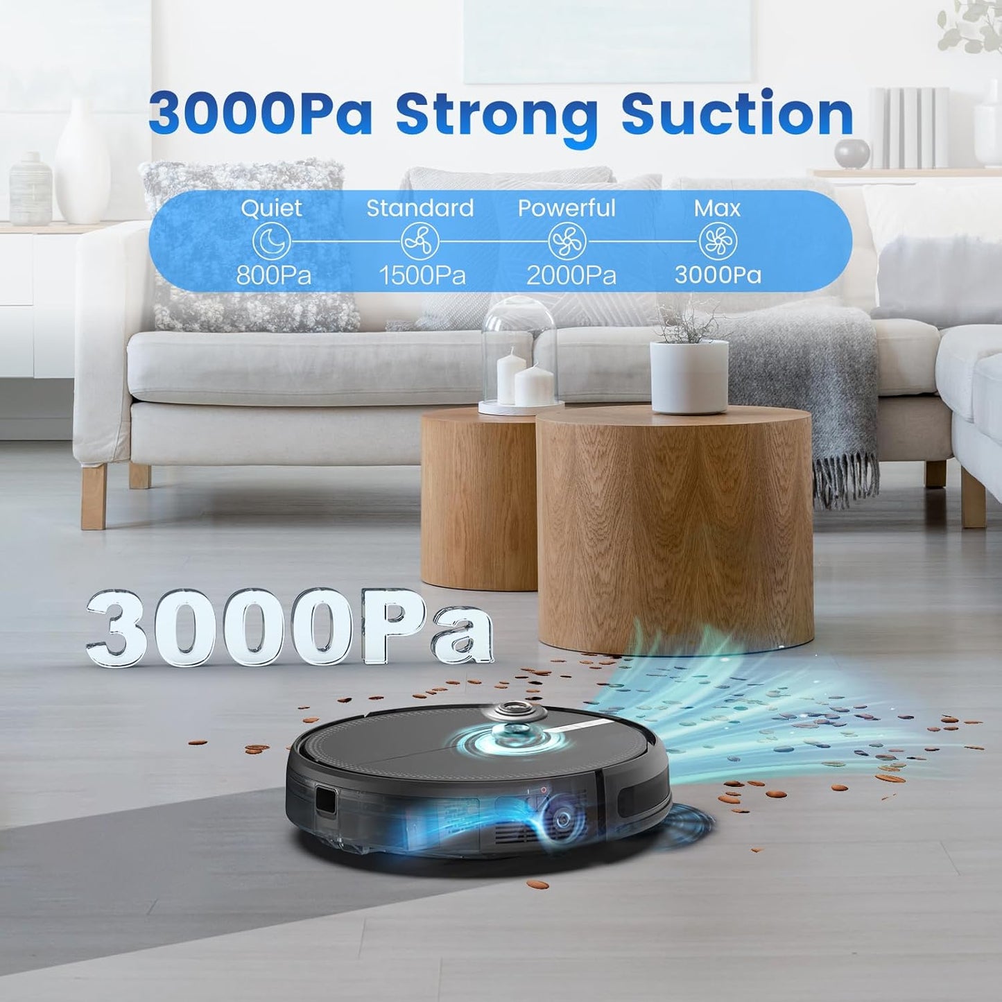 AIRROBO Robot Vacuum and Mop, 3000Pa Strong Suction Power Vacuum Mop Robot, Wi-Fi/App/Alexa, Self-Charging Robotic Vacuum for Hard Floor, Pet Hair and Low-Piled Carpet, Slim Design, Quiet