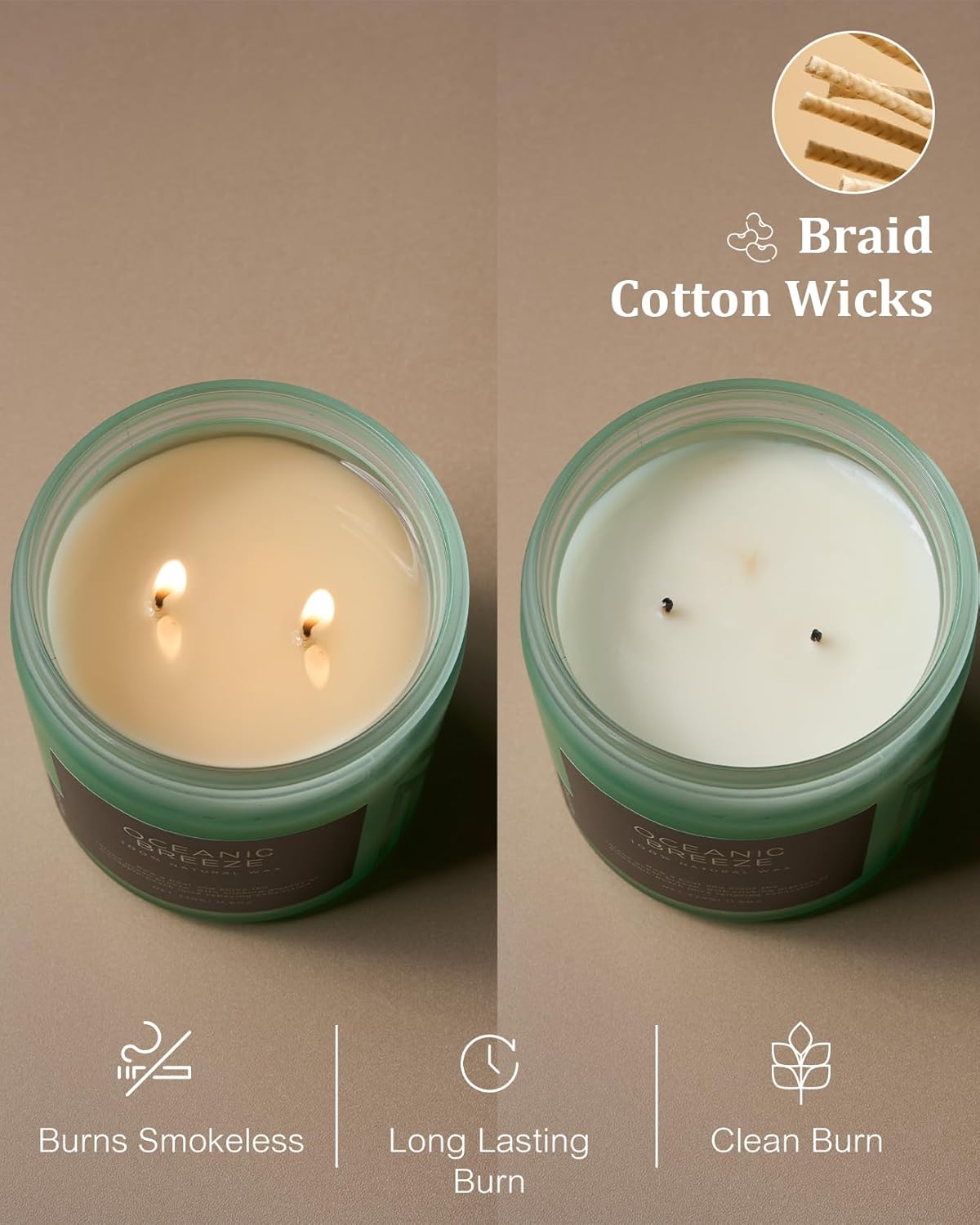 M&SENSE Candle Oceanic Breeze Scented, 11.6oz 70 Hour Long Lasting 2 Wick Pineapple & Mango Scent Natural Soy Candles for Home Scented, Stress Relief Gifts for Women/Men