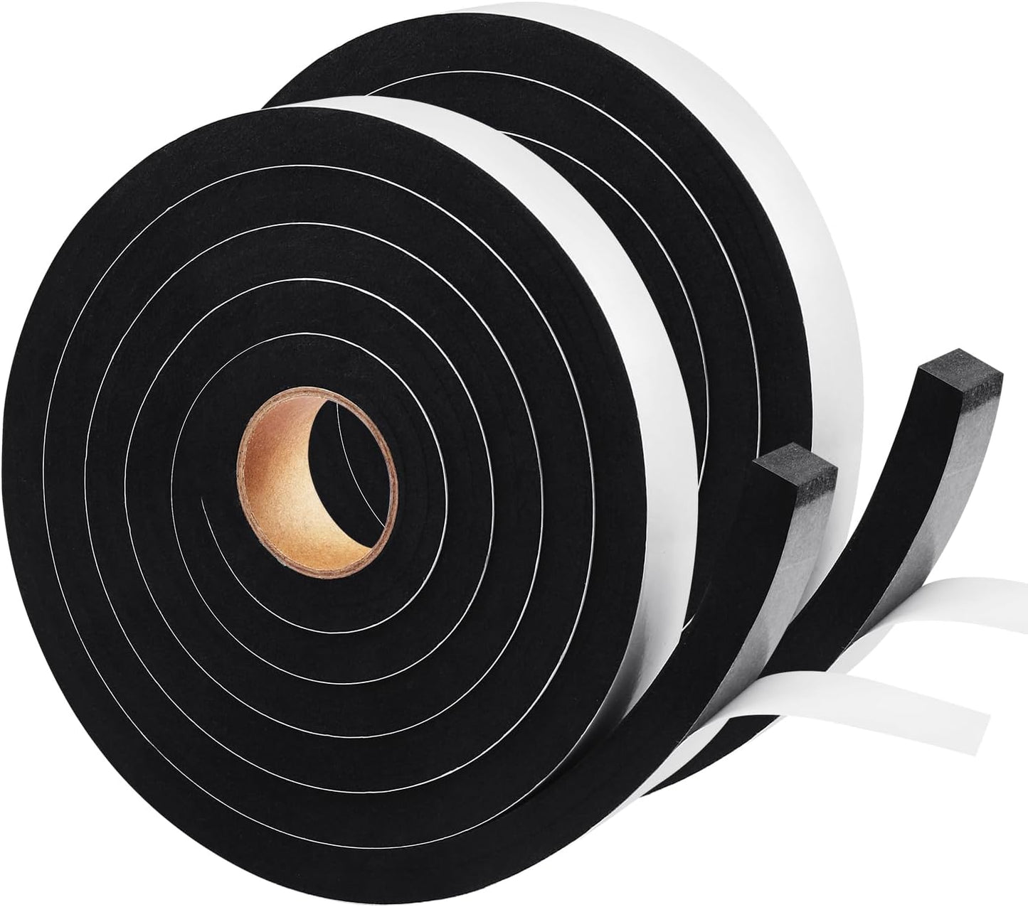 Seal Foam Tape, 2 Rolls 1/2 Inch W x 1/2 Inch T Weather Stripping for Door and Window,High Density Single Sided Closed Cell Door Insulation Weather Strip, 2 Rolls Total 13FT Black