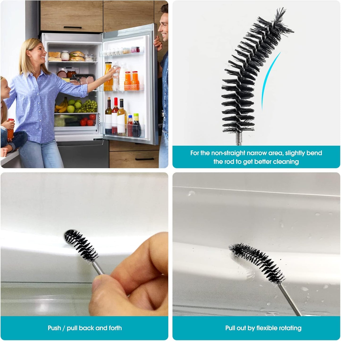 Drain Brush Pipe Cleaning Brush Slim Drain Hole Cleaning Tool Hose Flexible Feeding Tube Cleaning Brush Black Color
