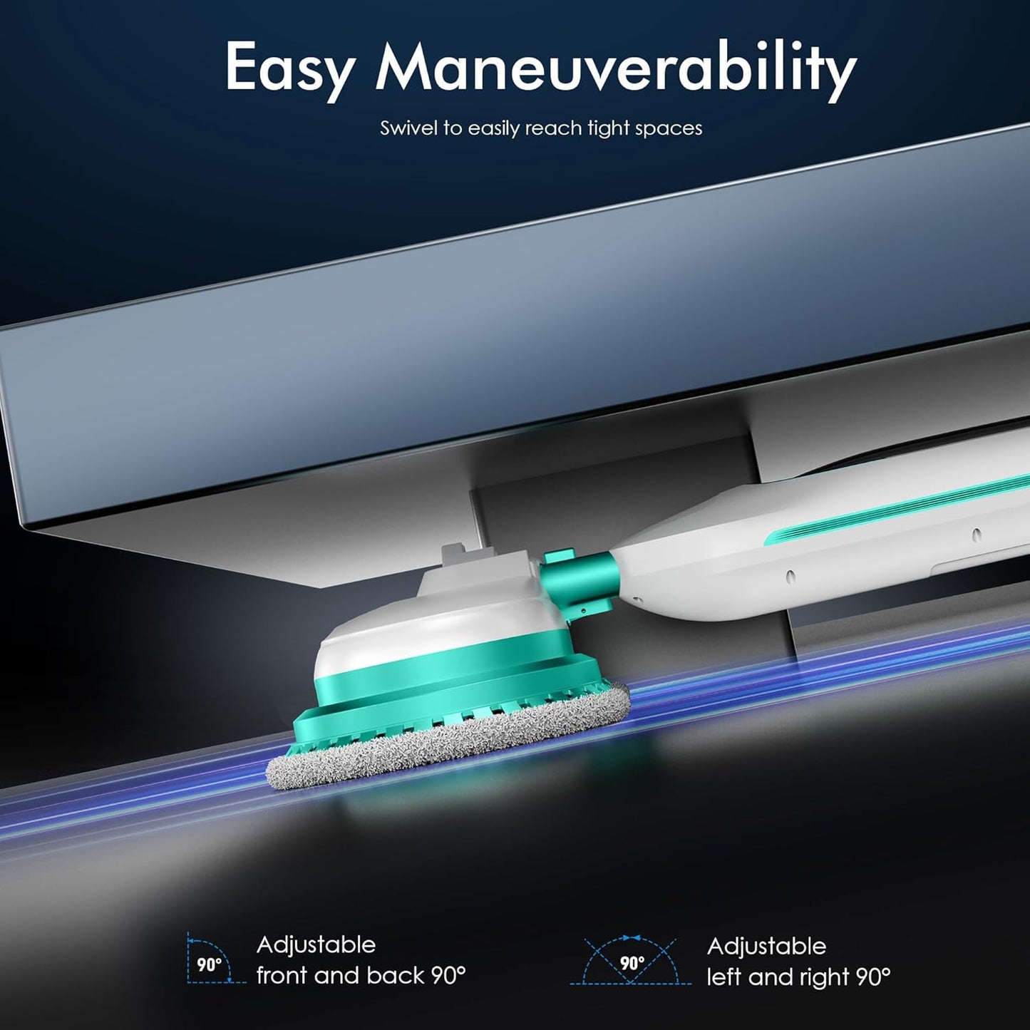 Scrubbing Steam Mop with Rotating Mop Pads, All-in-One Hard Floor Cleaner with LED Headlights, Steam & Spin Control, 6 Soft Scrub Pads, Swivel Steering, FS07