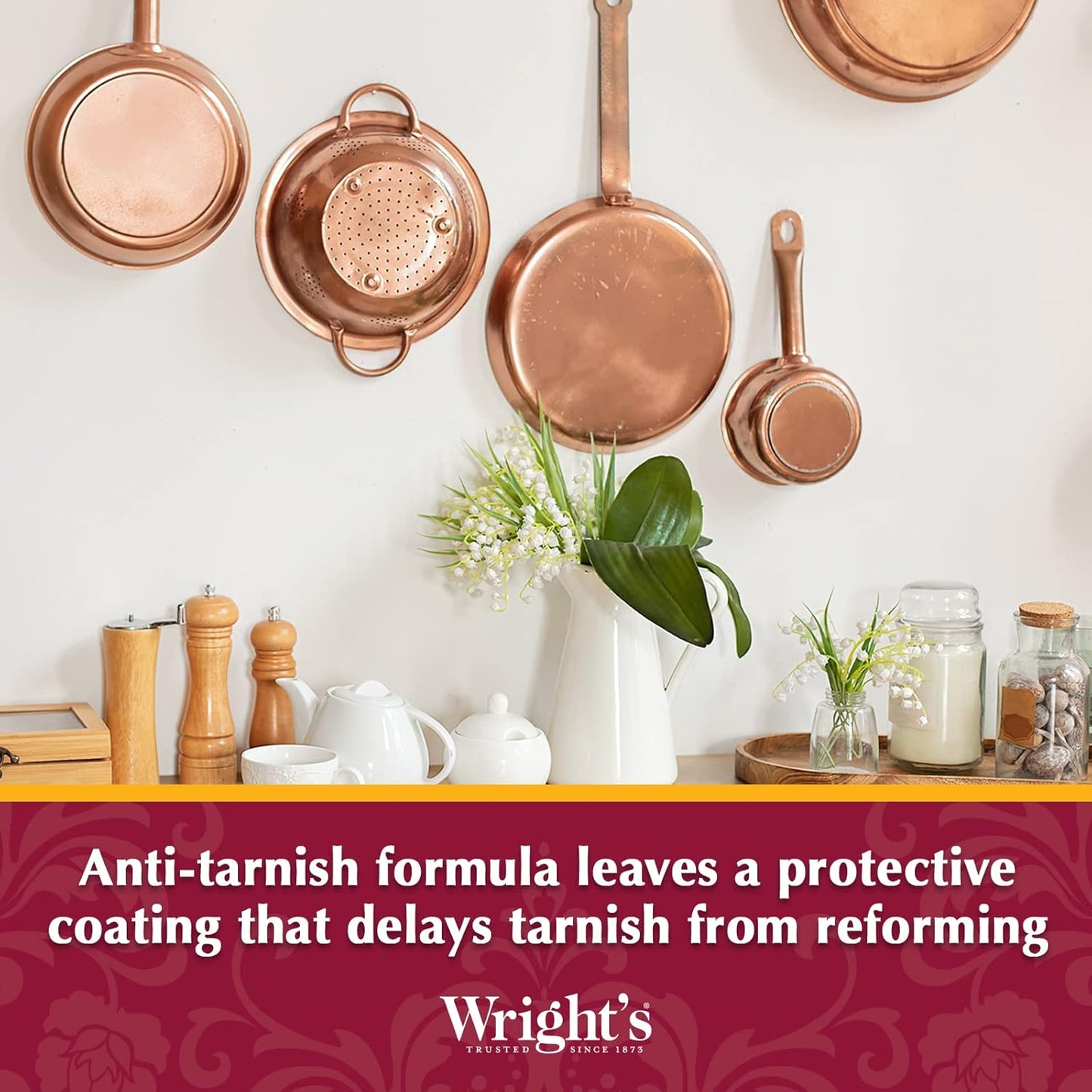 Wright's by Weiman Cream Copper and Brass Cleaner - Gently Cleans and Removes Tarnish without Scratching, Polishing Cloth Included