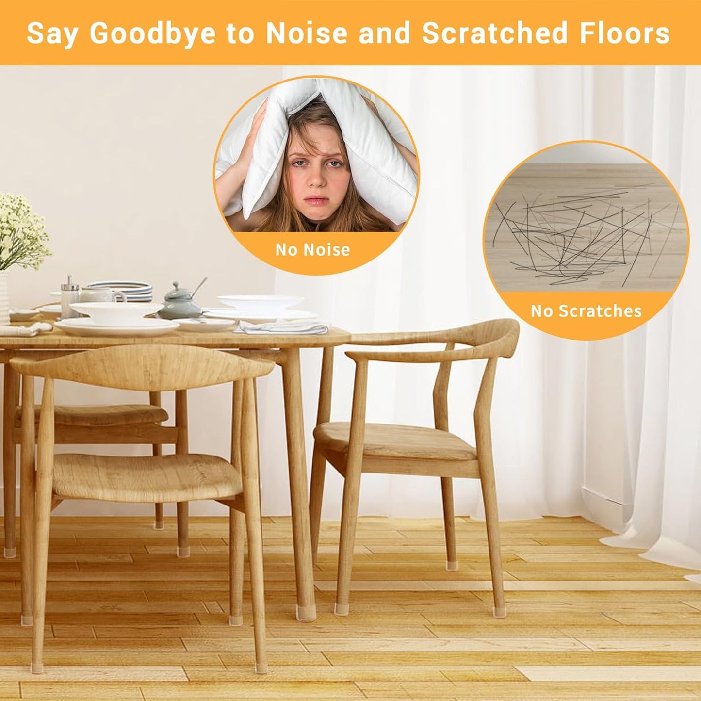 24 Pcs Extra Large Chair Leg Floor Protectors, Silicone Chair Leg Protectors for Hardwood Floors, High Elastic Floor Protectors for Chairs, Chair Leg Caps Protect Wooden Floors from Scratching