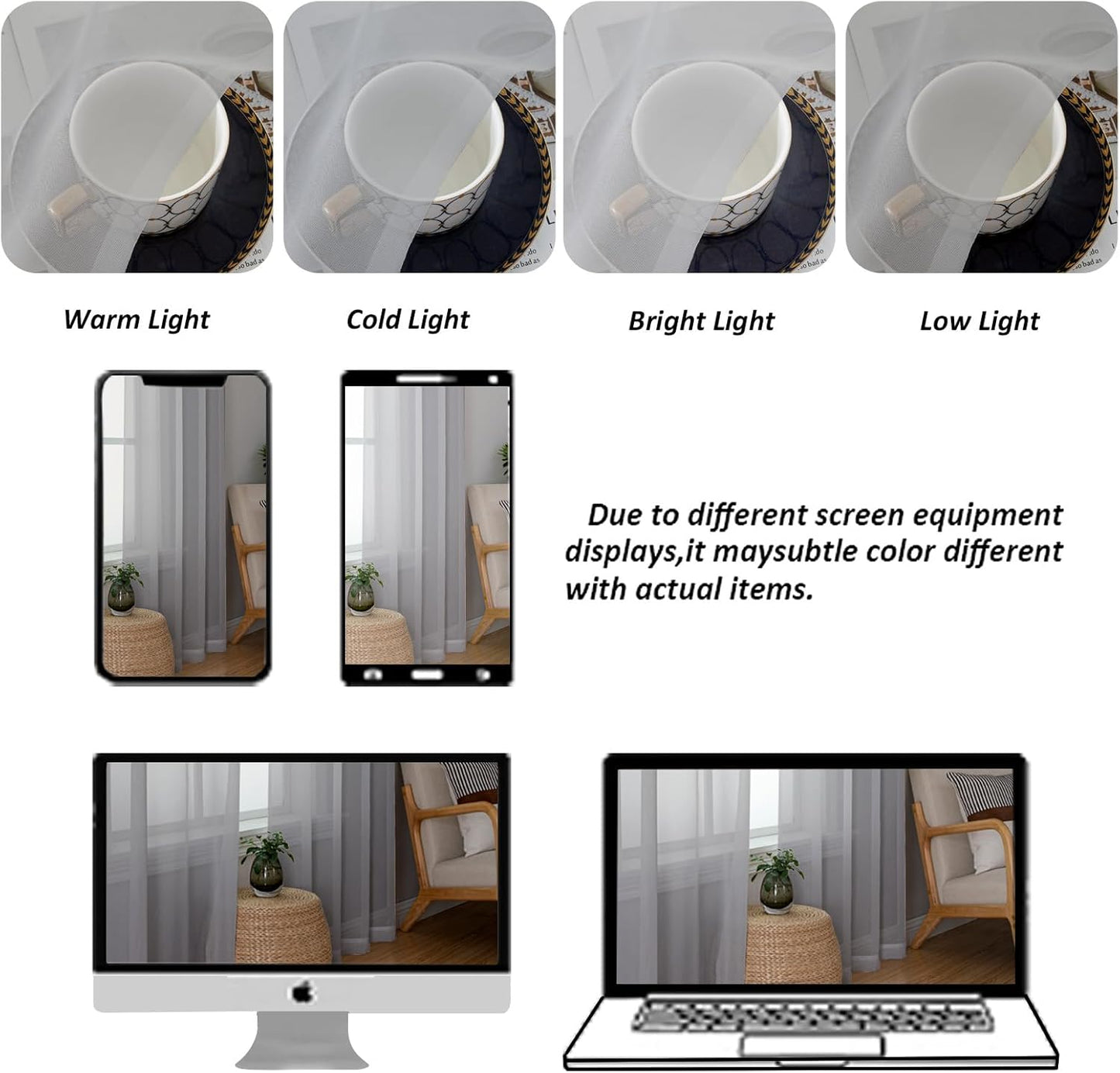 Chyhomenyc Light Grey Sheer Curtains 36 inch Length 2 Panels, Light Filtering Voile Rod Pocket Short Window Curtians for Bathroom Living Room Farmhouse Small Windows, 42Wx36L inches