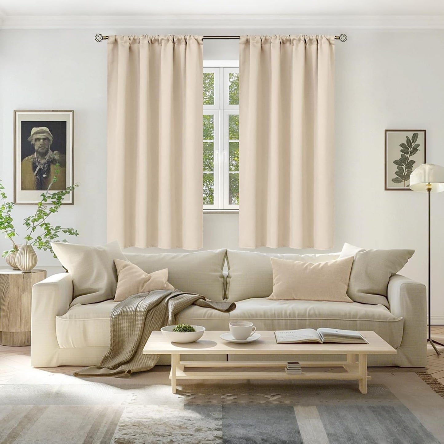 BGment Champagne Blackout Curtains for Bedroom 63 Inches Long - Thermal Insulated Room Darkening Curtain for Living Room, 52 x 63 Inch, 2 Panels