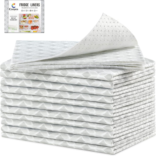 Cooyes Refrigerator Liners 17.7" x 24", Absorbent Strong Grip Fridge Liners Washable, Fridge Shelf Liner for Kitchen Cabinets, Non-Adhesive Refrigerator bin Liners and Mats