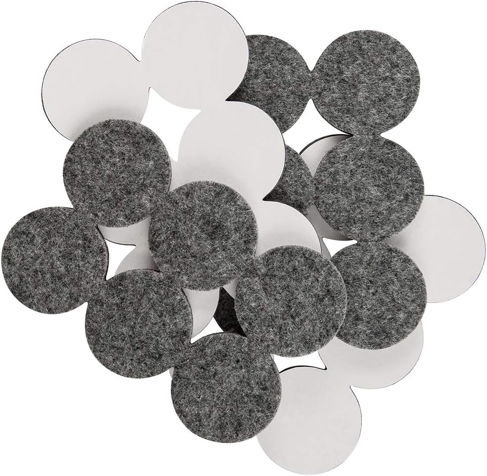 SoftTouch 1 1/2" Round Heavy Duty Felt Furniture Pads - Move Effortlessly & Protect Surfaces Floors, Gray (24 Pack),Grey