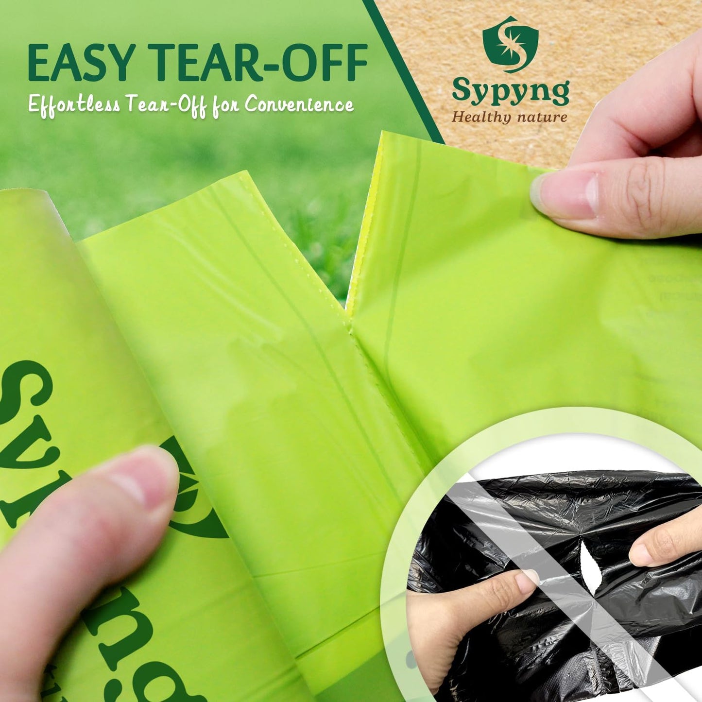 Compostable Kitchen Trash Bags 8-10 Gallon (50-Pack) – Heavy-Duty, 1.1 Mil Thick, 100% Biodegradable Bag for Medium to Large Bins. ASTM D6400, BPI & OK Compost HOME Certified Eco-friendly & Recyclable