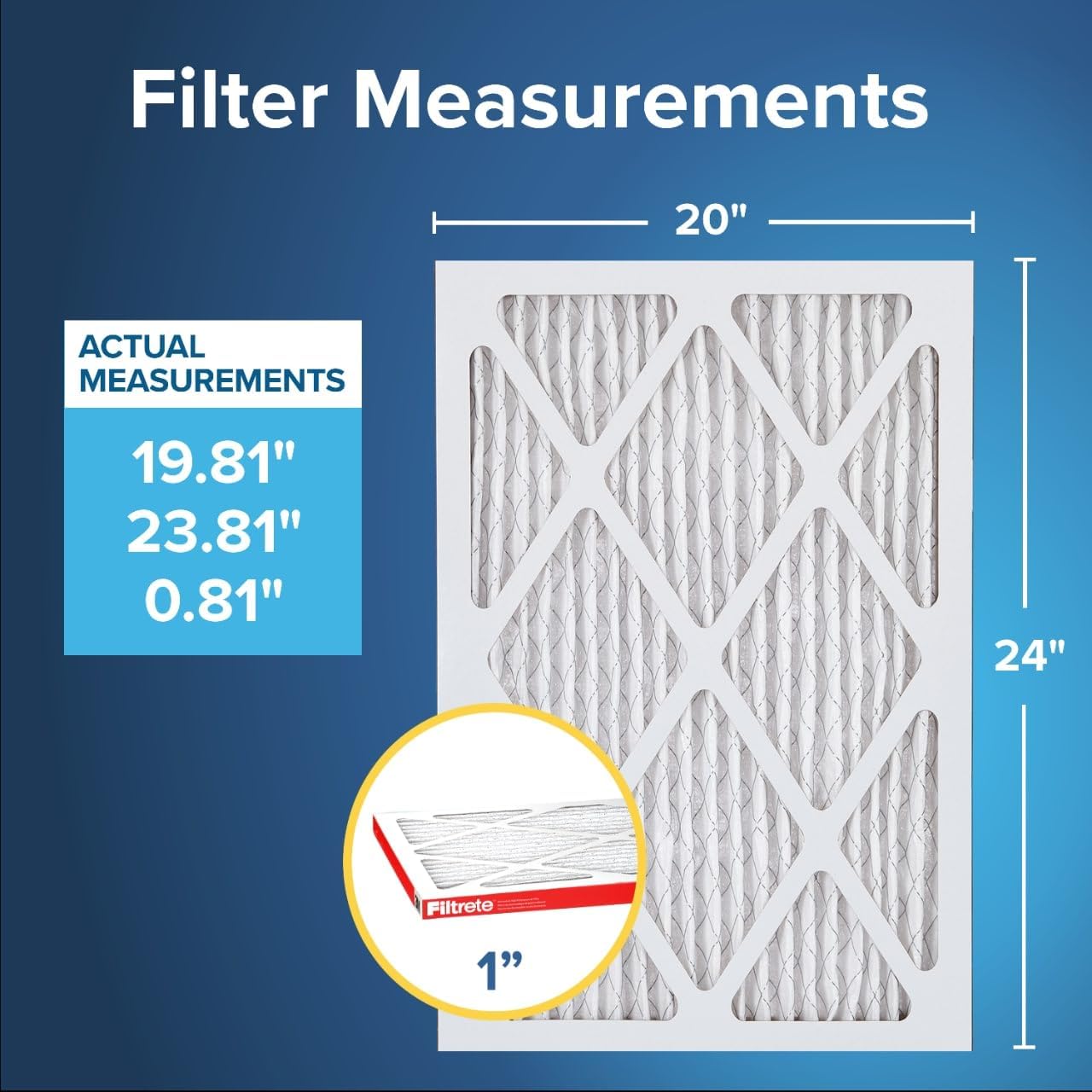 Filtrete 20x24x1 AC Furnace Air Filter, MERV 11, MPR 1000, Micro Allergen Defense, 3-Month Pleated 1-Inch Electrostatic Air Cleaning Filter, 6 Pack (Actual Size 19.81x23.81x0.81 in)