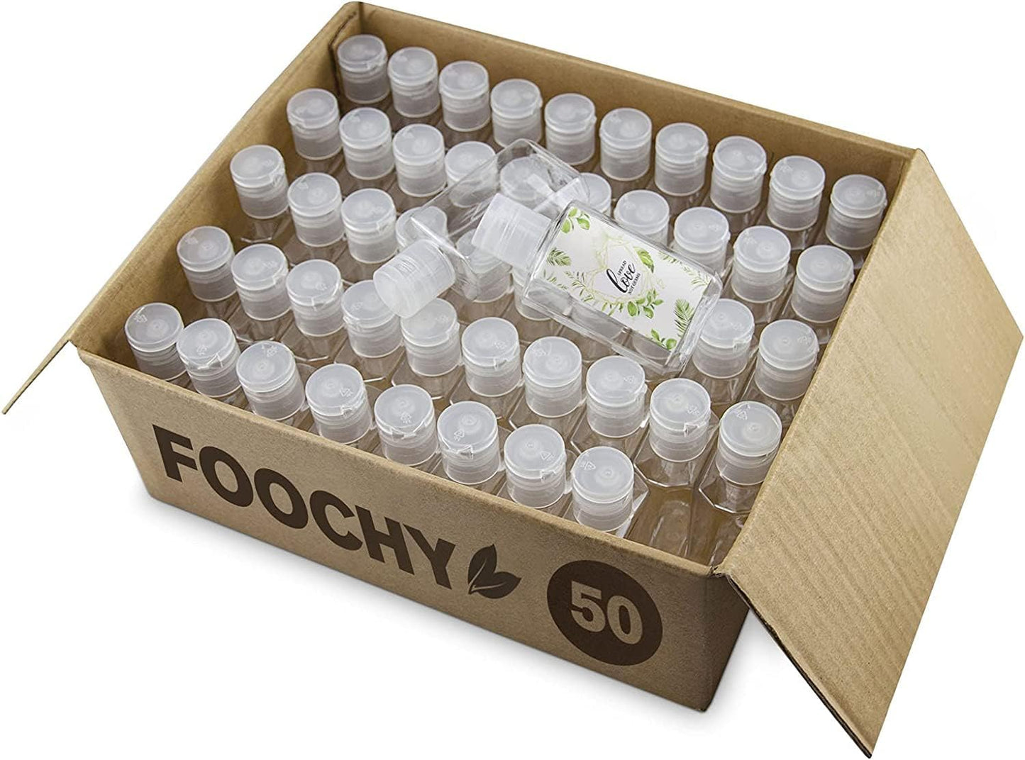 2oz Empty Hand Sanitizer Travel Size Bottles, Refillable Clear Plastic Containers with Flip Cap for Shampoo, Lotion, Cream, Baby Shower, Tolitery (50 Pack)