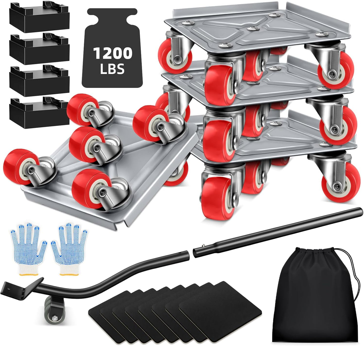 Furniture Dolly Furniture Sliders Furniture Movers with 5 Wheels Appliance Rollers Furniture Moving Wheels Furniture Movers Lifter Rollers for Heavy Duty Tool Furniture 1200lbs Load Capacity