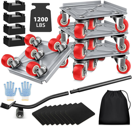 Furniture Dolly Furniture Sliders Furniture Movers with 5 Wheels Appliance Rollers Furniture Moving Wheels Furniture Movers Lifter Rollers for Heavy Duty Tool Furniture 1200lbs Load Capacity