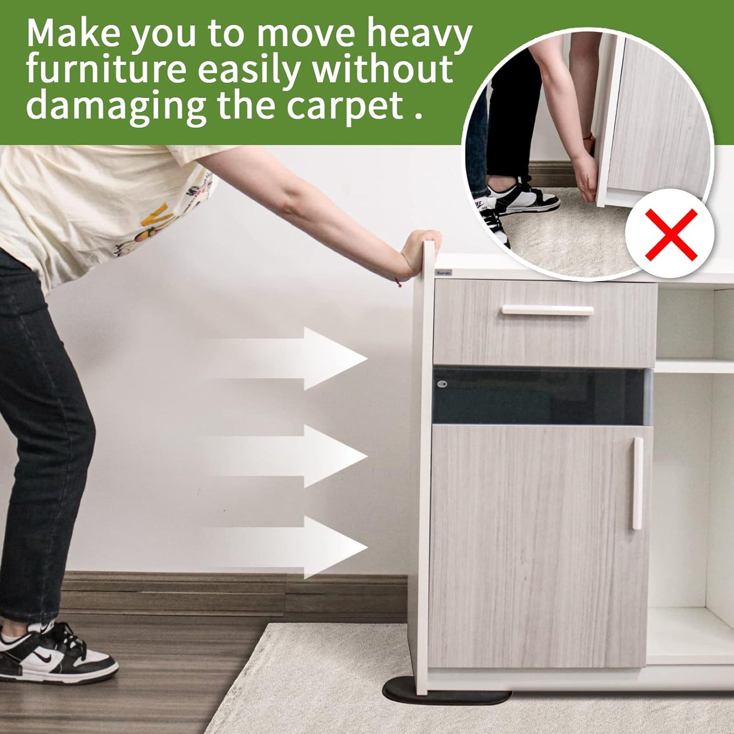 Furniture Sliders for Carpet 4 PCS - 9 1/2 inch Furniture Moving Slider Chair Legs Floors Protectors– Move Your Furniture Easy & Safely (for Carpet) Brown