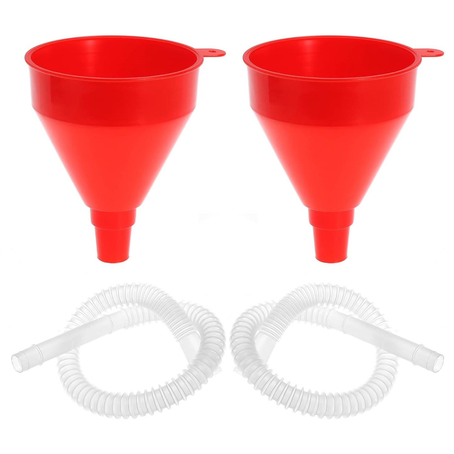 Flexible Fuel Funnel with Long Hose Plastic Small Wide Mouth Filling Funnel Car Funnel for Engine Oil Gas Fuel Gasoline Diesel Water Fluid Liquid Transmission Red (2)