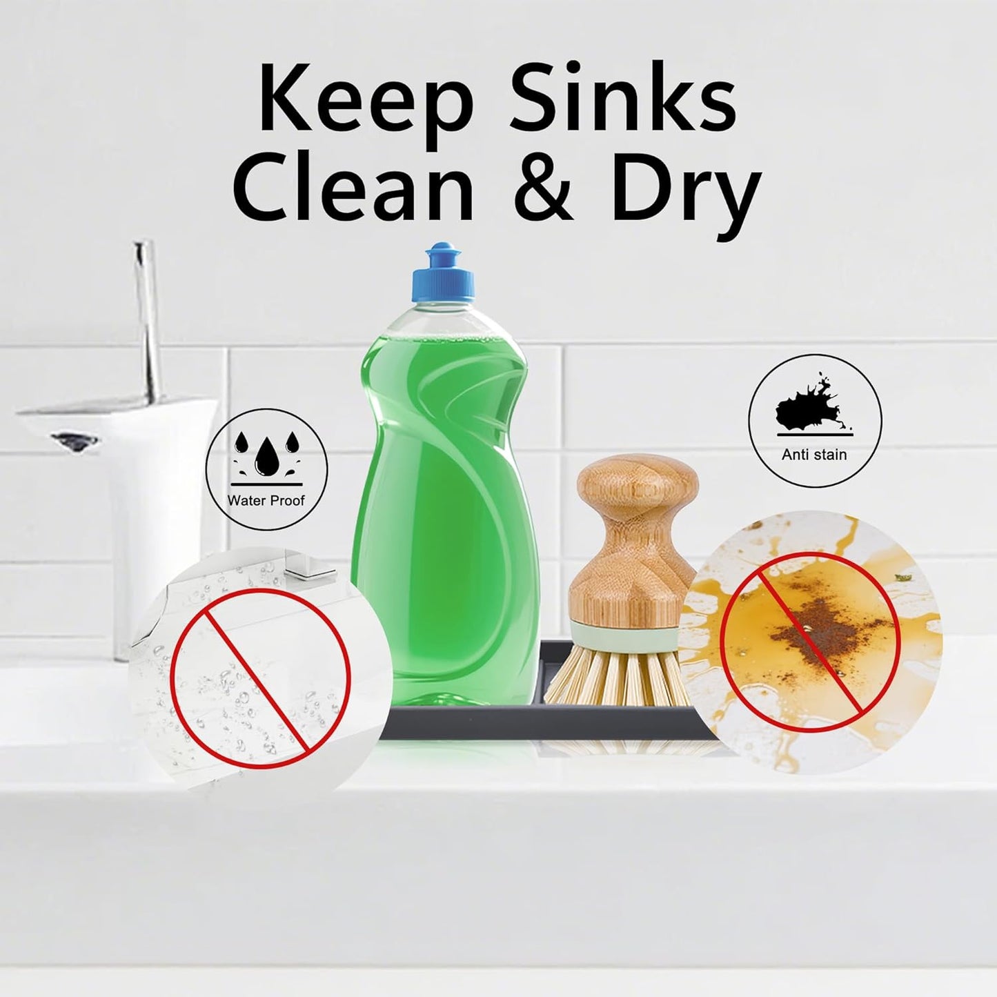 Mofason Silicone Sponge Holder, Tray for Soap and Sponge, Kitchen Sink Tray, Accessories to Help You Clean Kitchen Sink Sponge Rack（Gray, 2 Pack）