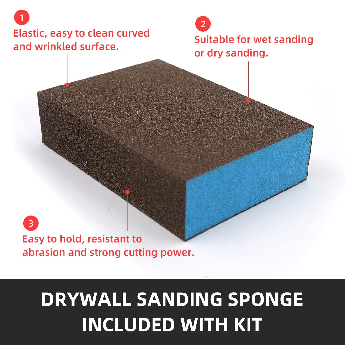 Wall Spackle & Drywall Repair Patch Kit with Mending Agent Putty, Repair Paste Plaster, Scraper & Sanding Sponge for Wall Crack/Nail Hole