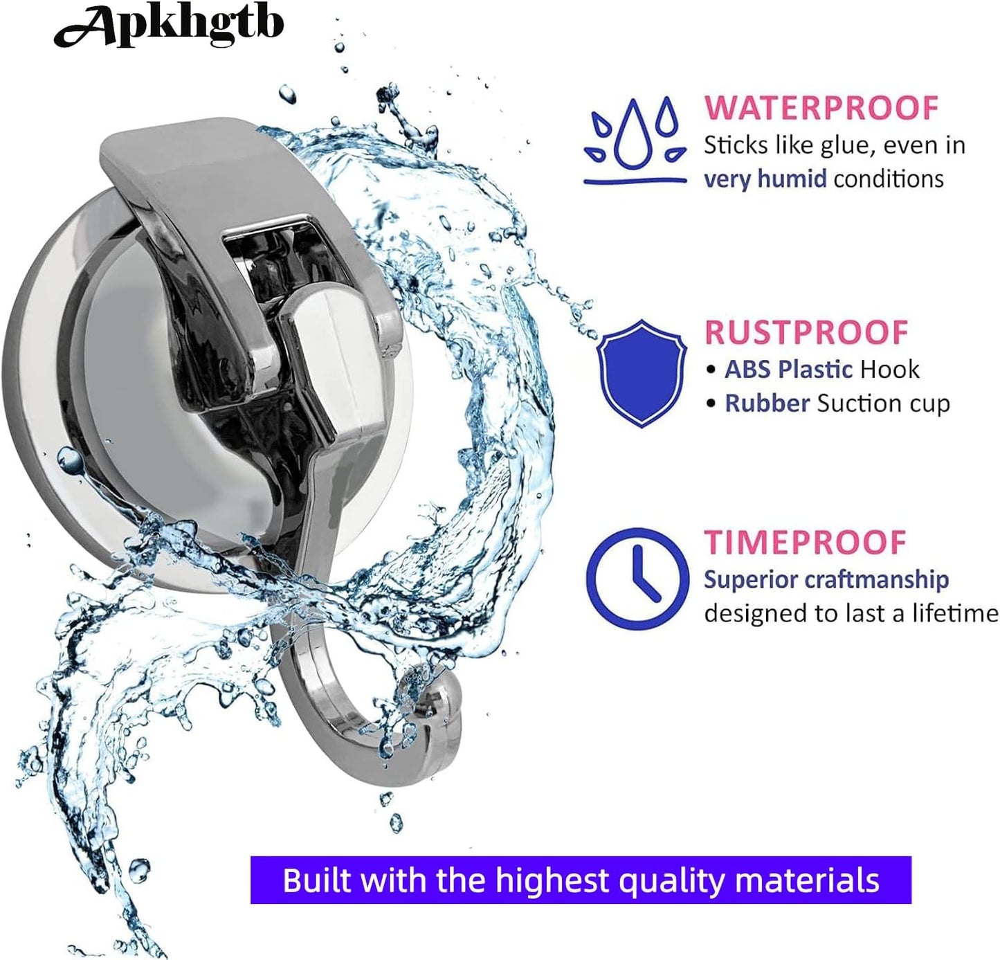 Heavy Duty Vacuum Suction Cup Hooks, Silver Plated Polished Super Suction for Kitchen Bathroom, 2 Pack