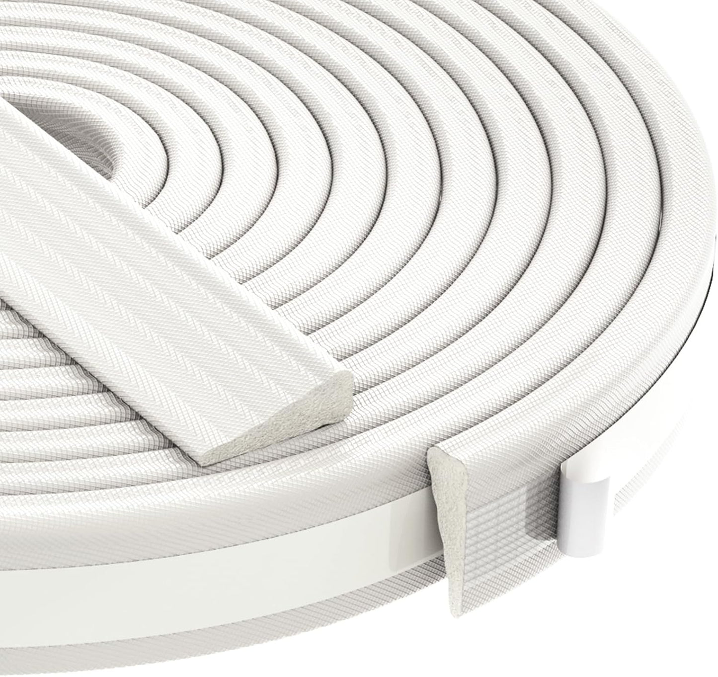 QDiShi 118" Wedge-Shape Weather Stripping Door Seal Weatherproof Foam Seals Self Adhesive Insulation Anti-Collision Strip Soundproofing Frame Insulation Tape Fits 0.13-0.31" Gaps(White)