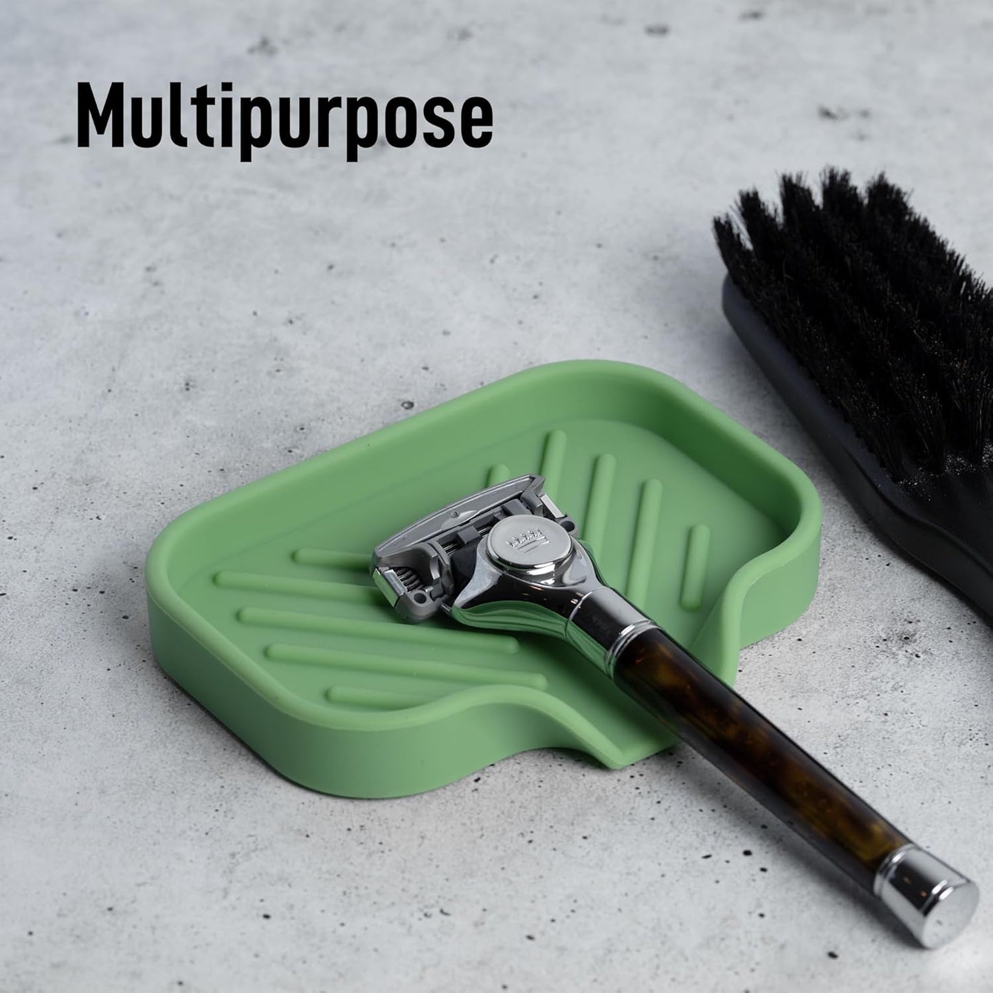 Zulay Small Silicone Sponge Holder (4.9x3.3”) – Space-Saving Sink Organizer Tray for Sponge, Soap, Brush & More – Compact Non-Slip Dish for Kitchen & Bathroom (Jade Green)