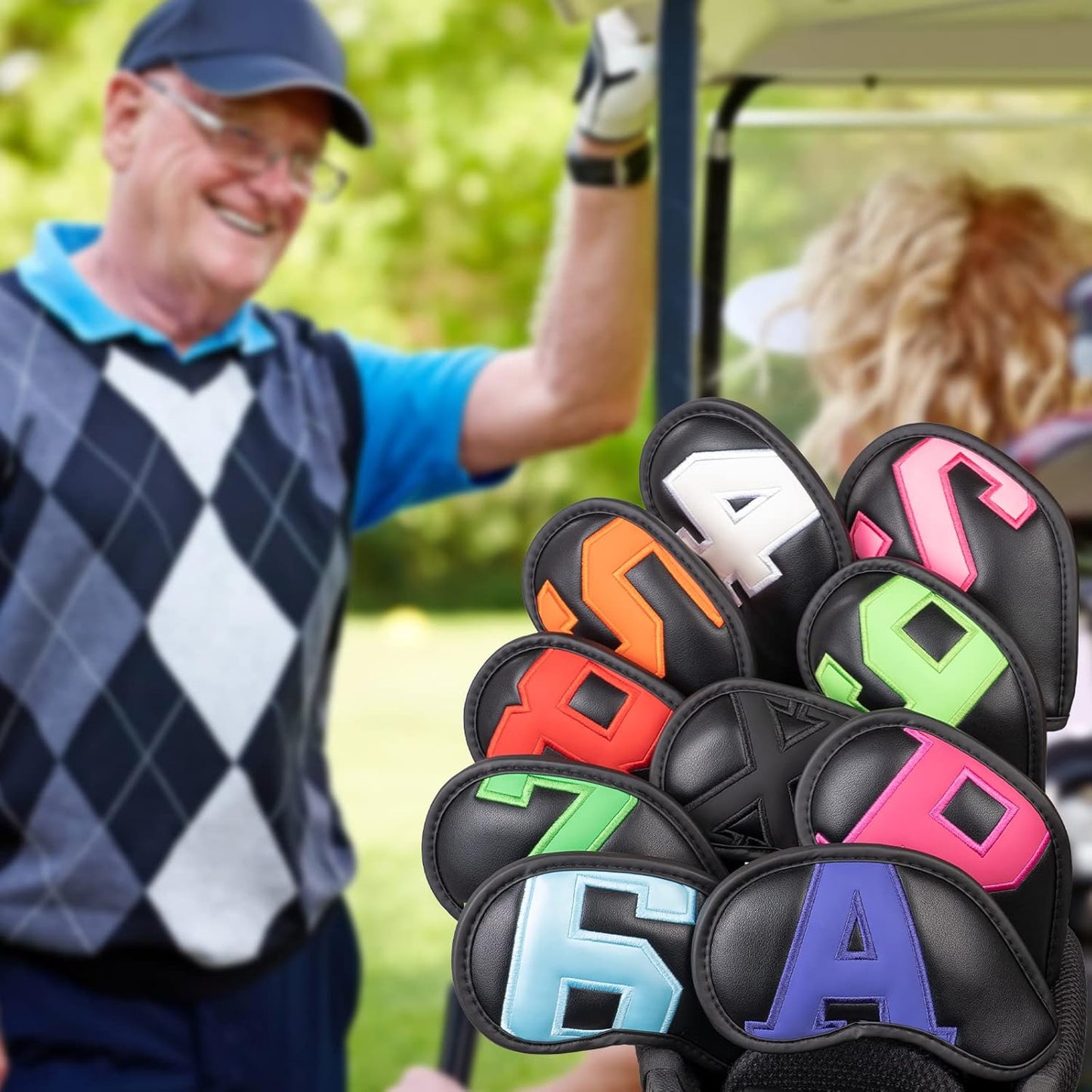 CRAFTSMAN GOLF 12pcs or 1pc Thick Synthetic Leather Golf Iron Head Covers Set Headcover Fit All Brands Callaway Ping Taylormade Cobra Etc. Also Custom Name