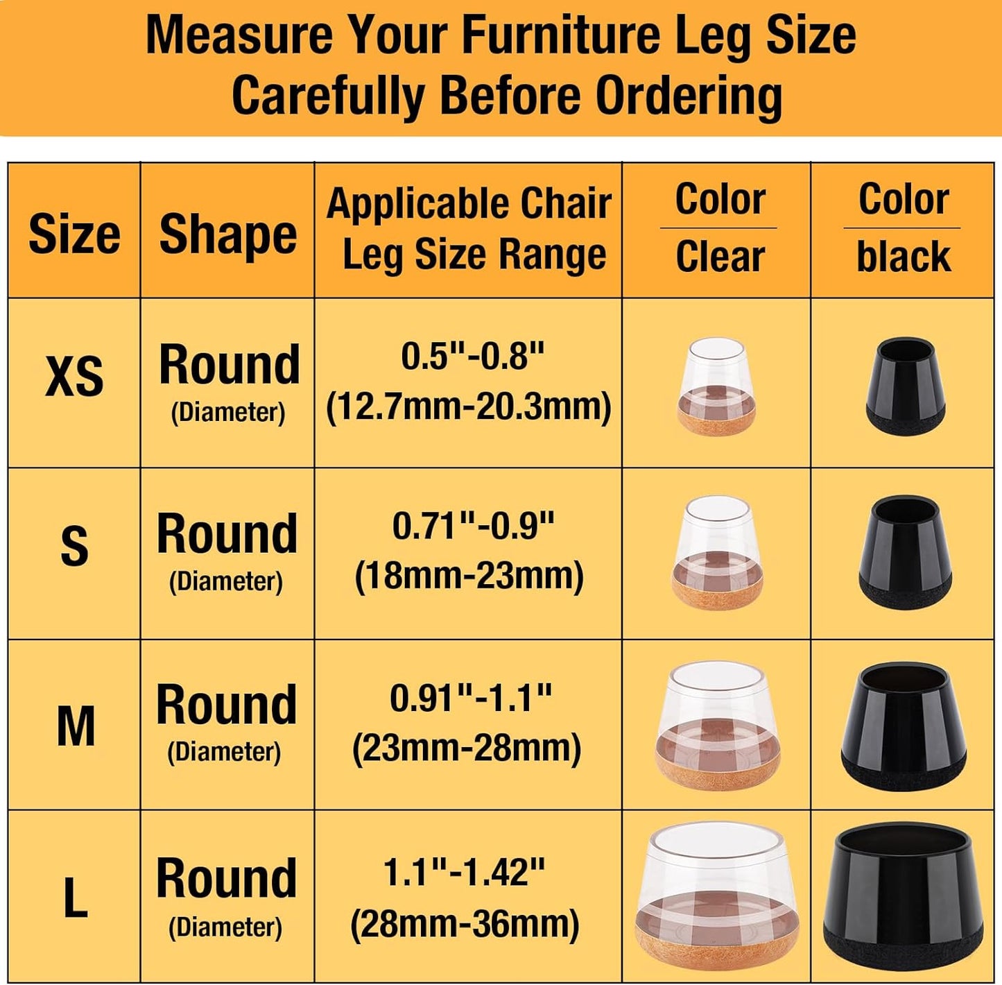 16 Pcs New Chair Leg Floor Protectors, Silicone Chair Leg Protectors for Hardwood Floors, Floor Protectors for Chairs, Chair Leg Caps Protect Wooden Floors from Scratching, Won't Tear