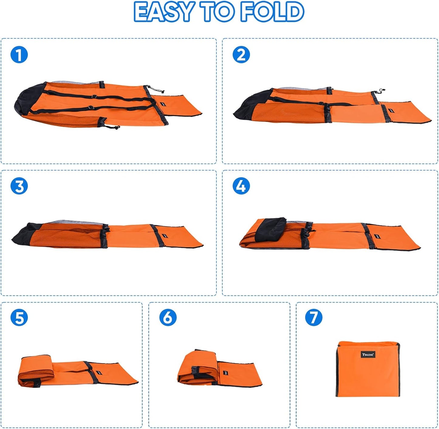 BALEINE 120L Laundry Bag Backpack, 900D Oxford Fabric Large Travel Laundry Bags with Shoulder Straps and 2 Mesh Pockets for College Dorm, Apartment, Laundromat (Orange, 120L)