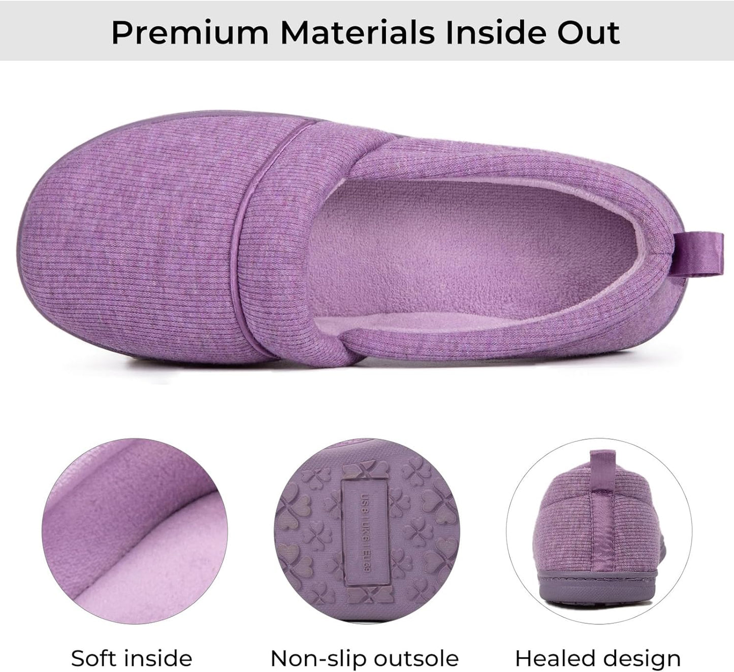 HomeTop Women's Comfy Loafer Slippers Lightweight Memory Foam Non-slip Indoor House Shoes