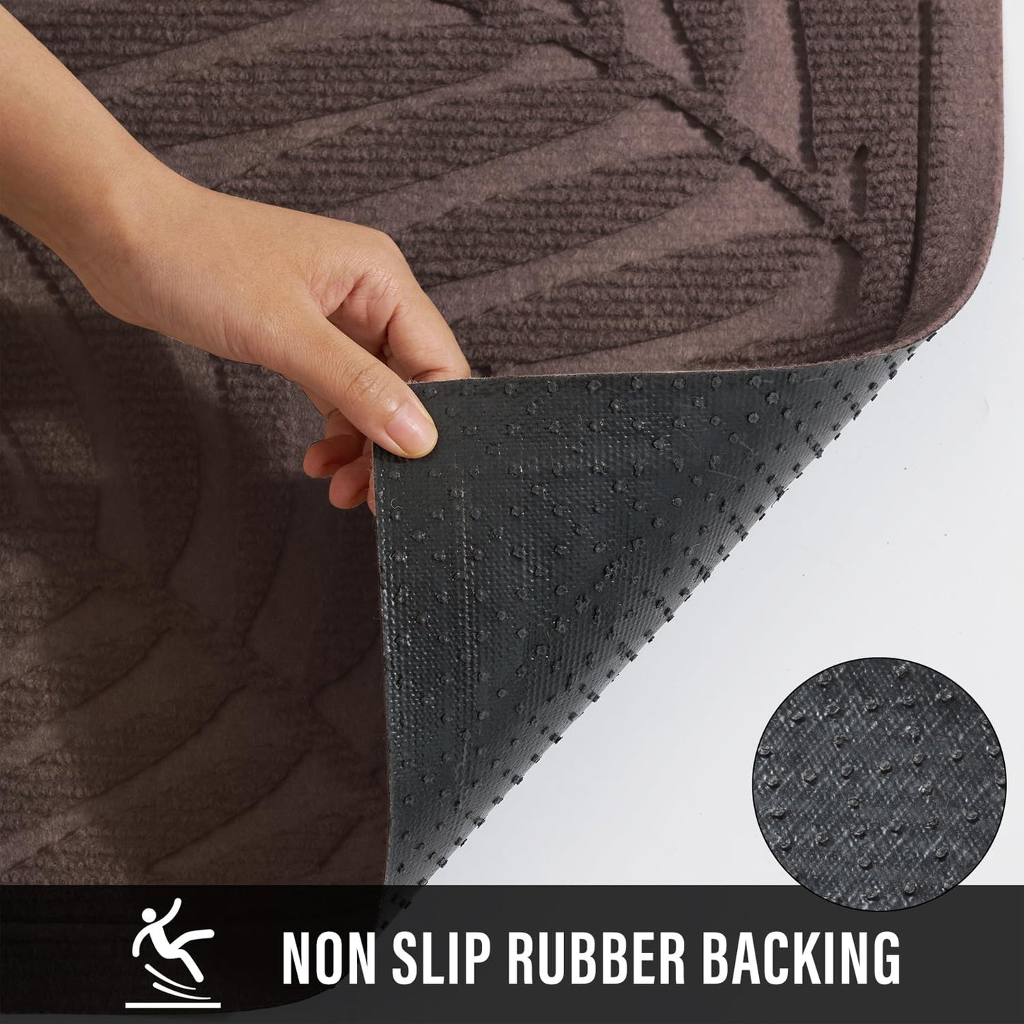 Front Door Mat, Absorbent Resist Dirt Welcome Door Mat Indoor Outdoor, Waterproof Doormat, Sturdy Non Slip Backing, Fade Resistant, Low Profile Entry Mat for Entryway, 29×17, Coffee