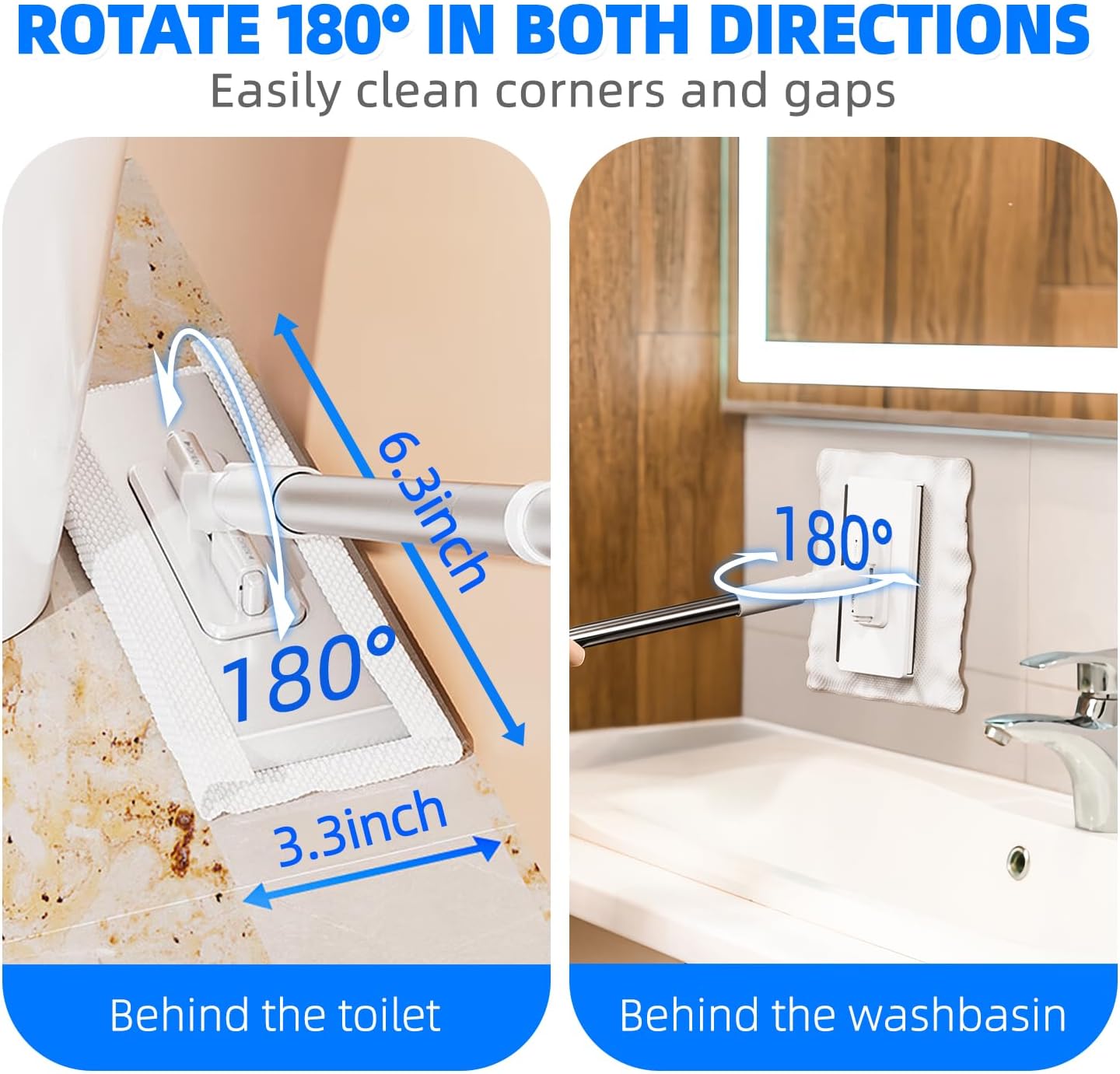 2025 New Mini Disposable Dust Mop with 20 Dry Wet Disposable Pads No-Touch Dirty Cleaning Dust Mop , Multi Surface Floor Mopping and Sweeping for House Wall Bathroom Corners