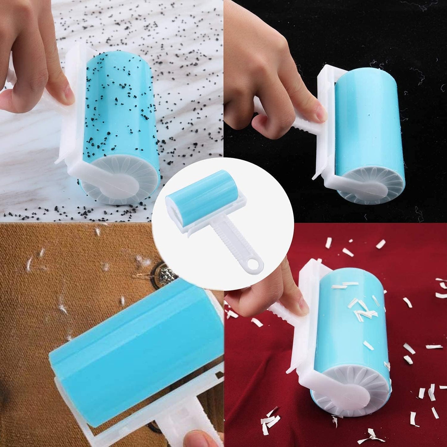 Travel Lint Roller 3 Pack, Washable Lint Roller Reusable Compact Pet Hair Remover Cleaner with Cover for Clothes, Pet Hairs, Include Large/Medium/Small Size