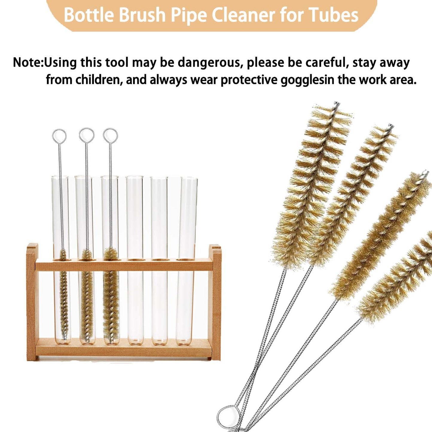 7pcs Brass Tube Brushes Bottle Brush Wire Tube Brushes,Long Wire Cleanling Brushes,Tube Cleaning Lab Brushes Straw Cleaner Brush Wire Bottle Brush Pipe Cleaner for Tubes,Bottle,Glass